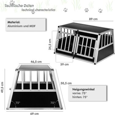 Кія для собак з похилою передньою та задньою стінками 75° - вибір розміру, M (54×69×60 см), для собак вагою до 89 кг