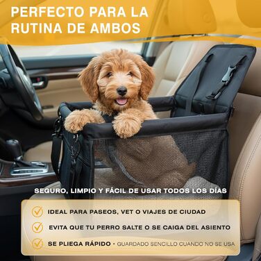 Автокрісло для собак маленьких порід (до 10 кг) – водовідштовхувальне, з жорстким захистом, ременем безпеки, універсальним кріпленням, вентиляційними отворами та передньою кишенею