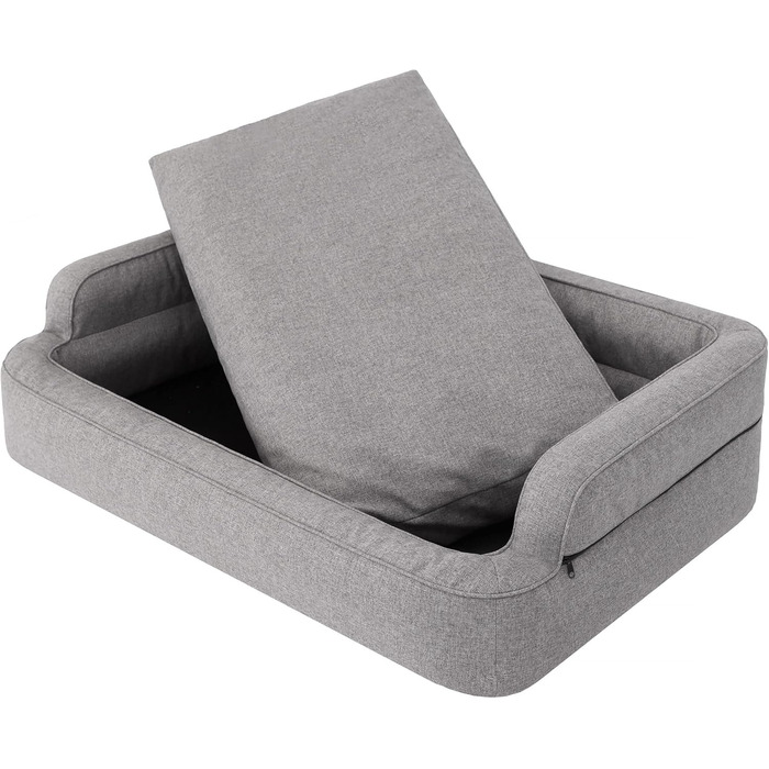 Ліжко для собак, кошик для тварин, ліжко для котів, знімний чохол, ліжко-лежанка, м'яке ліжко для собак, лежанка для тварин, сірий колір, XL: 96x62 см