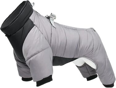 Зимовий теплий одяг для собак - куртка для маленьких та середніх собак, чихуахуа, французького бульдога, мопса (клямки, сірий, S)