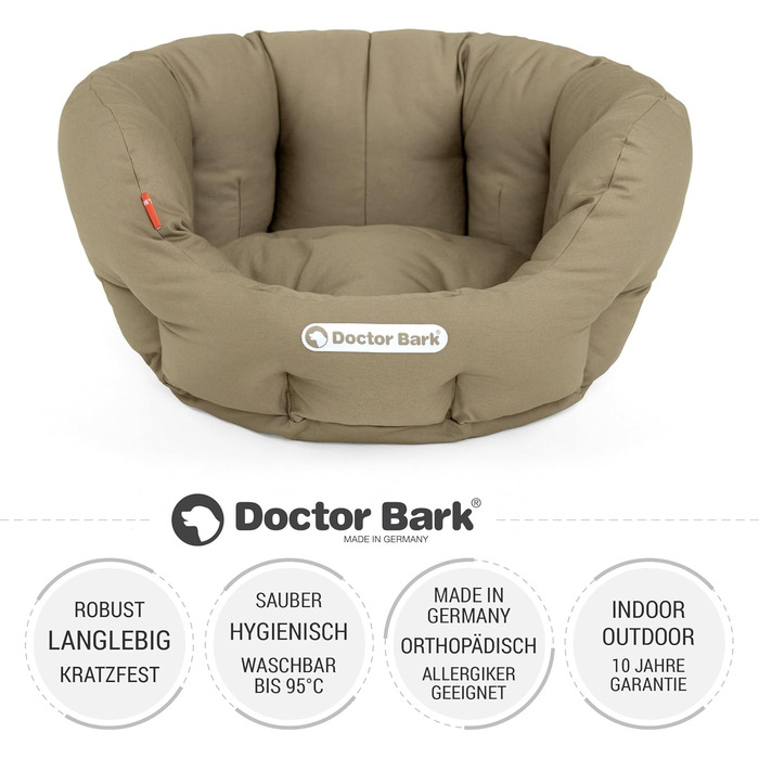 Кругле ліжко для собак Doctor Bark з ортопедичною подушкою, 40x35 см, золото-коричневе (S)