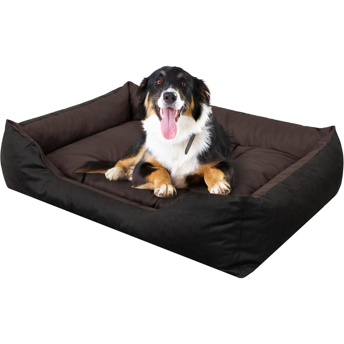 М'яке ліжко для собак та котів, 84x65 см, коричневе. Зручне, з піднятими бортиками, легко миється. Підходить для маленьких собак та котів.