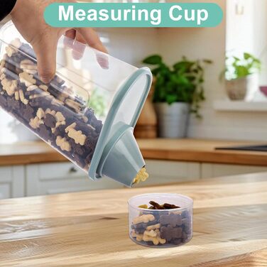 Контейнери для корму для собак 3 шт., 2,5 л, 15 x 23 см, контейнери для зберігання корму для домашніх тварин з мірними склянками, герметичні контейнери для корму для собак з виливною горловиною, пластикові контейнери для корму для котів