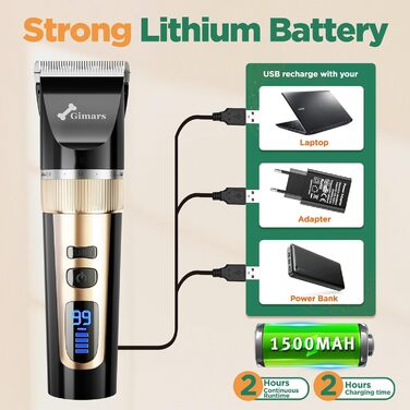 Набір для стрижки собак Gimars 6-в-1: машинка, професійні ножиці, 7000 об/хв, безшумна, акумуляторна, для густого хутра