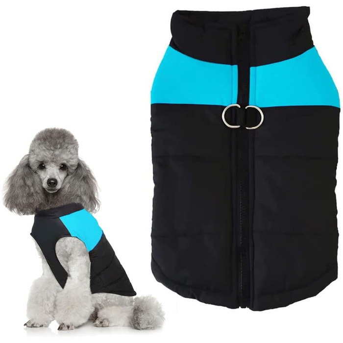 WELLXUNK Теплий водонепроникний дощовик для собак, куртка для маленьких та великих собак (блакитний, 83 см, L)