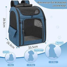 OUUTMEE Сумка-переноска для тварин, знімний чохол на колесах, ідеальна для котів та маленьких собак, багатофункціональний рюкзак, сумка-рюкзак 4-в-1, дихаюча (блакитна)