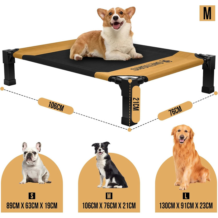 OneTigris Підвищене ліжко для собак, 130x91 см, висота 23 см, коричневе (M)
