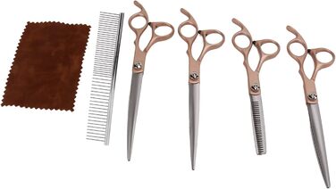 Набір ножиць для грумінгу домашніх тварин TOPINCN з нержавіючої сталі, 7 дюймів (золотий)