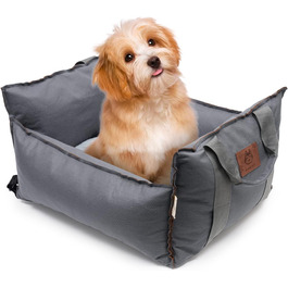 Автокрісло для собак 2-в-1 з ременем безпеки, автокрісло та ліжко для собак, знімний килимок та чохол, миється, для собак маленьких та середніх порід, сірий & блакитний