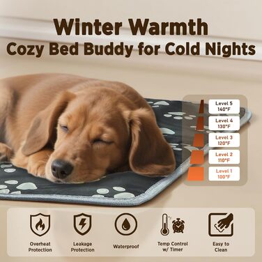 Килимок гріючий для тварин Furrybaby: водонепроникний, анти-гризучий, 30.5 см, чорний