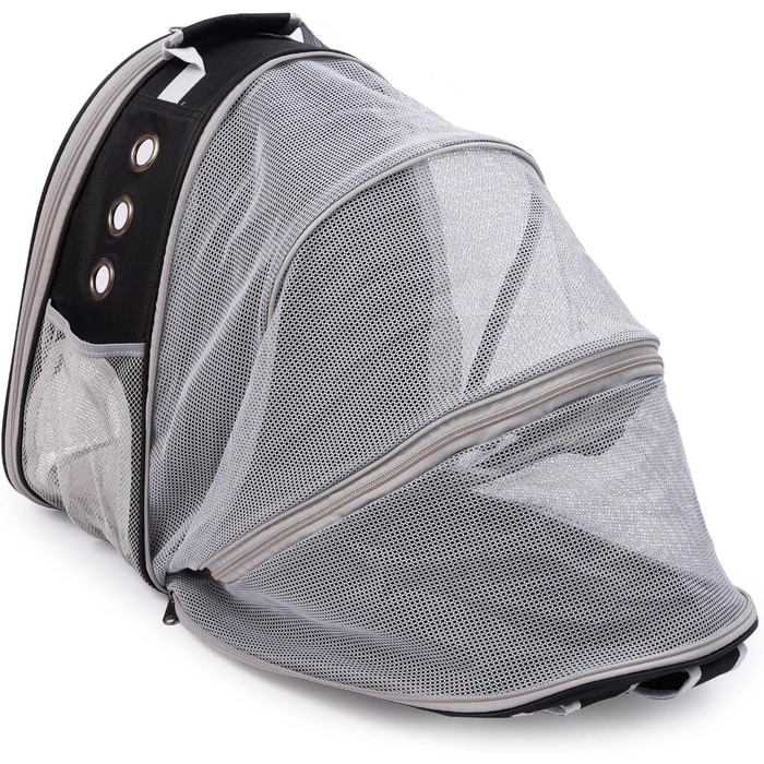 Транспортна сумка для собак та котів JUMI - переноска для котів та собак, рюкзак для тварин, аксесуари для котів, дорожня сумка, переноска з регульованим ременем, вентиляційні решітки (Чорний, Згин)