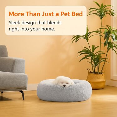 Крісло-лежанка для собак та котів Flamingo, м'яке, у вигляді подушки-донат, 55 см, колір мокко