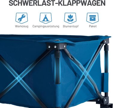 Возик вантажний Timber Ridge XXL, складаний, з кишенею та тримачем для напоїв, для саду, кемпінгу, покупок (Блакитний)