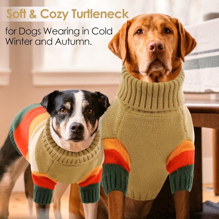 Теплий зимовий пуловер для собак AOFITEE для маленьких порід, пуловер на Новий Рік, в'язаний, з коміром-горловиною (Колір: Коричневий, Розмір: S)