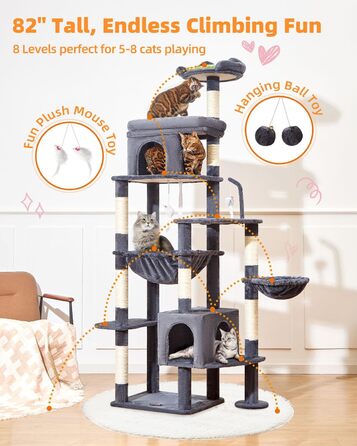 Драбина для котів Taoqimiao MS032G XXL - велика, для дорослих, з металевою гамаком, сірий