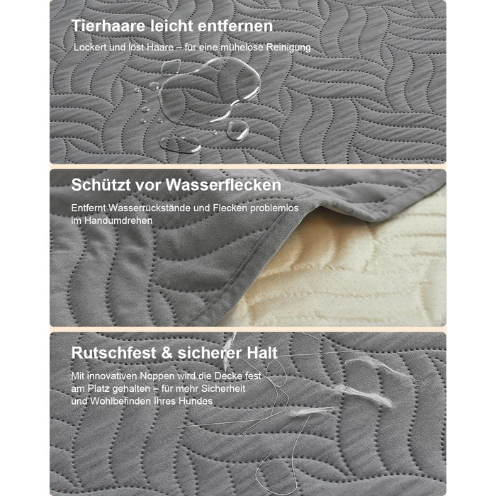 Водонепроникний килимок для собак, захист дивану та авто, 130x100 см, сірий CTH017G