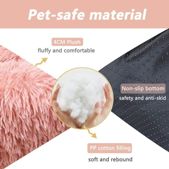 Кругле ліжко для собак та котів, м'яке, плюшеве, Ø 50 см, рожеве