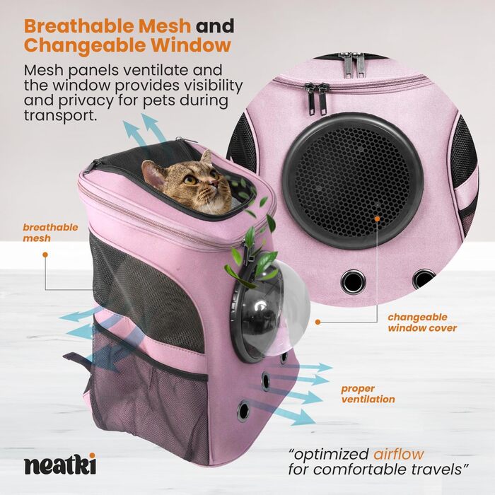 Рюкзак-переноска для тварин Pink: зручний, з вентиляцією, для подорожей