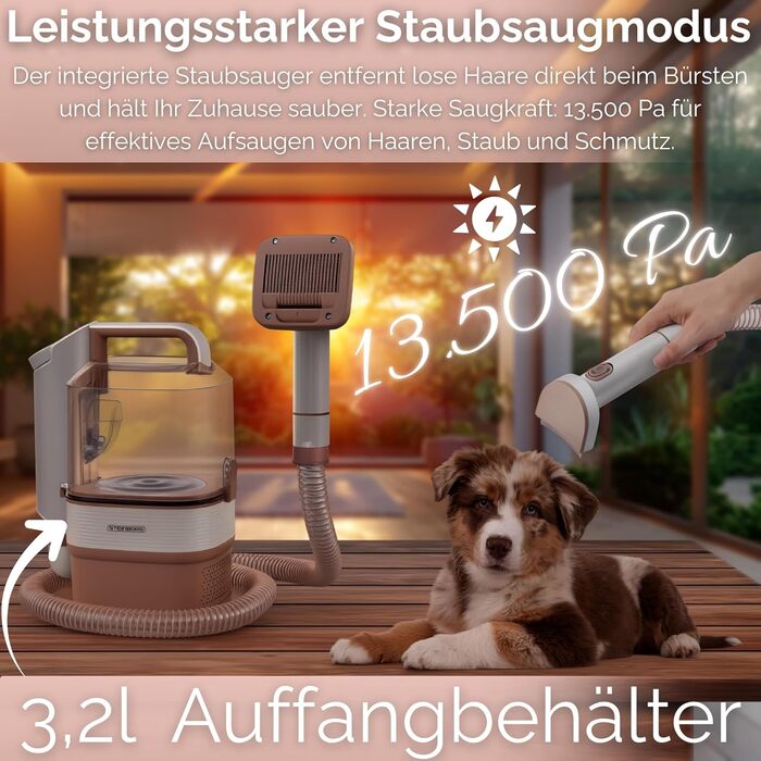 Машина для стрижки шерсті тварин Steinborg® з пилососом 13.500 Pa, професійний набір для догляду за собаками та котами