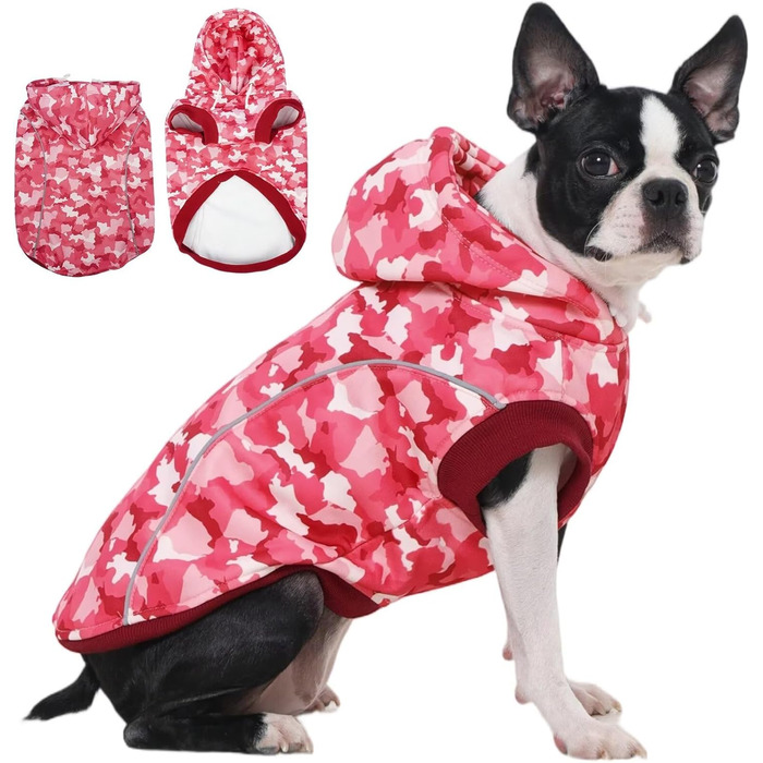 Світшот для собак IECOii, теплий зимовий пуховик для собак з отвором для повідка та світловідбиваючими смугами, осінній/зимовий худі для собак, собачий светр, одяг для собак, флісовий пуловер (M-4XL) (L, Рожевий)