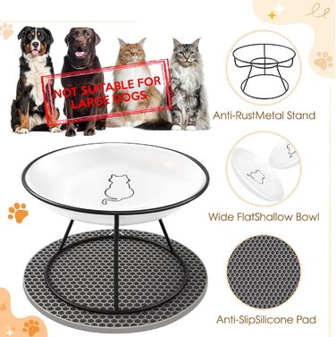 Набір мисок для котів FoiiLiio 2 шт. з кераміки з металевим підставкою 10 см. Миски для корму та води для котів, чорний колір