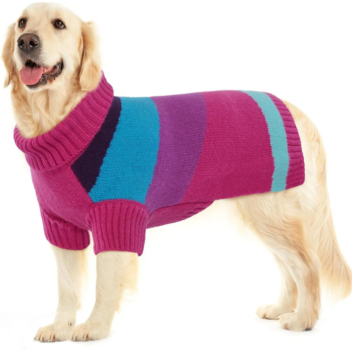 Теплий пуловер для собак великих порід, рожевий, XXXXL, для німецької доги, святковий, з високим коміром