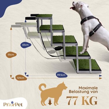 Сходинки для собак, складані, для великих собак, для пікапа/Вантажівки, світловідбиваючі мітки, захист суглобів, антиковзаюча поверхня, 5 ступенів