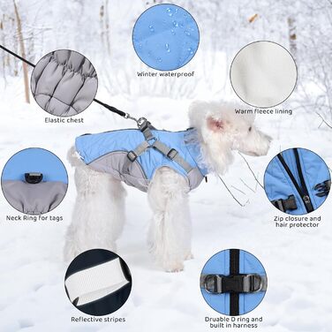 Водонепроникна зимова куртка Poseca Hundemante для собак, великих та малих розмірів (XL, блакитний)