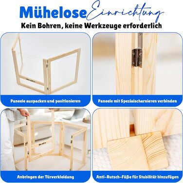 Кія для собак Емма, переносний вольєр для цуценят з масиву дерева та акрилового скла, 60 см, сучасний дизайн