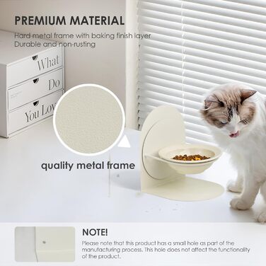 Підвищений годівниця для котів, керамічна миска для котів на металевому підставці, антиковзаюча, без витоку, білий колір, для дому