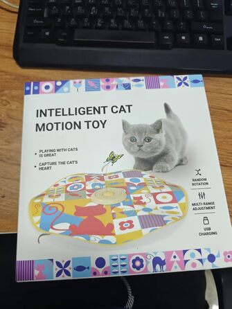 Автоматична іграшка для кота TOHDNC 3-в-1: ховається та шукає, з блискучим метеликом та рухомою пір'ям. Інтерактивна іграшка для кошенят та дорослих котів всіх порід