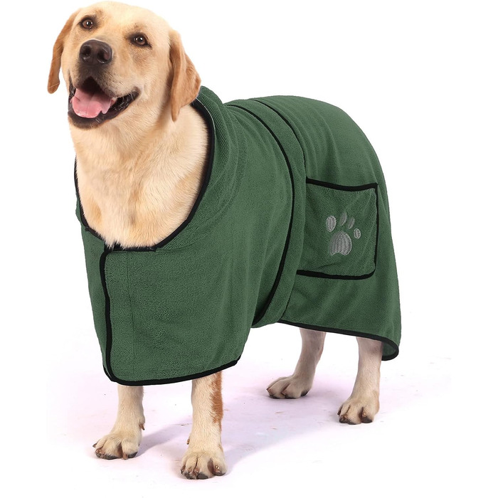 Рушник для собак Zunea: Швидке висушування, з капюшоном, для маленьких, середніх та великих собак та котів, зелений M