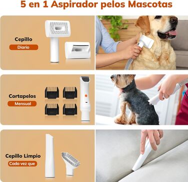 Електрична машинка для стрижки собак Morpilot з пилососом та насадкою-щіткою, 12000Pa, білий колір