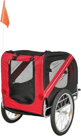 Дитячий причіп 2-в-1 для велосипеда з функцією бігу, причіп для собак середніх порід, вантажопідйомність до 40 кг (червоний / чорний)