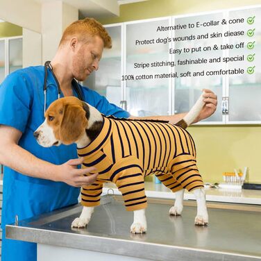 Піжама для собак після операції Kuoser, захисний боді для собак після кастрації, XL, жовтий