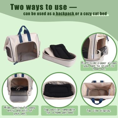 Розширювана переноска для котів – складана переноска для котів та маленьких собак до 6 кг, легка переноска-сумка для собак, дихаюча та компактна переноска, світло-сіра (біло-блакитна)