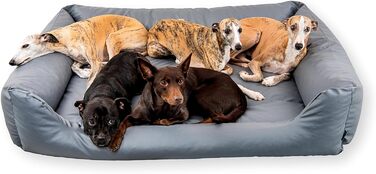 4L Textil Hundebett Mario: Квіткове ліжко для собак з штучної шкіри, 100x70 см, сірий колір