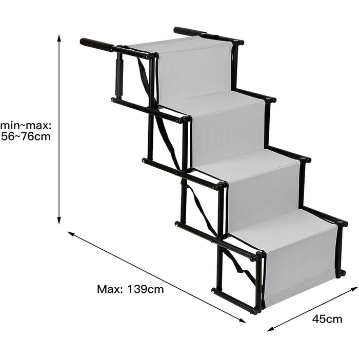 Рампа для собак Homewell - складана, до 70 кг, регульована, сіра
