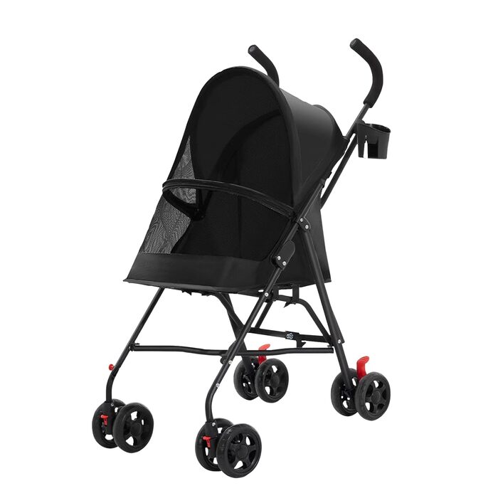 Візок для собак Homewell 2в1: візок-будка, сумка-переноска з підсклянниками, складна конструкція, гальмо та захист від дощу, візок-джерсі для домашніх тварин (чорний)