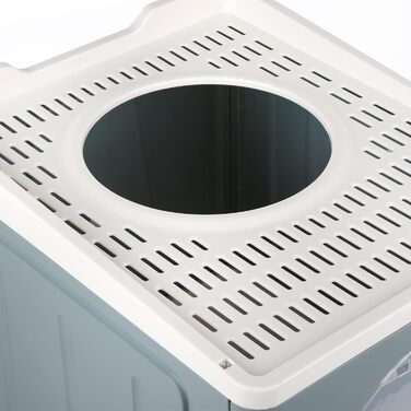Домашній туалет для котів Homewell з кришкою та совком, меблевий лоток у вигляді шафи з висувним ящиком, багатофункціональний комфортний аксесуар для котів, 45x34x39 см, сірий, модель 3