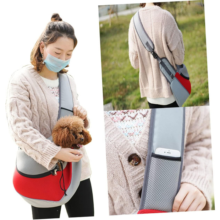 Переносна сумка-переноска для тварин BESPORTBLE, міцна сумка для собак, для подорожей, з вентиляційними вікнами та блискавкою, регульовані плечові ремені, переносна сумка для малих тварин та цуценят, червона