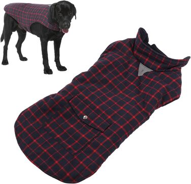 Зимова куртка для собак, теплий вітрозахист, в клітинку, для малих, середніх та великих собак, тепла флісова куртка для активностей на холодному повітрі (розмір XXL)