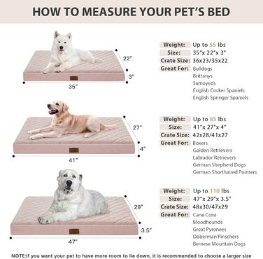 Ортопедичне собаче ліжко WNPETHOME XL, водонепроникне, рожеве, 104x69x10 см. Знімний, пральний чохол та антиковзаюча підкладка