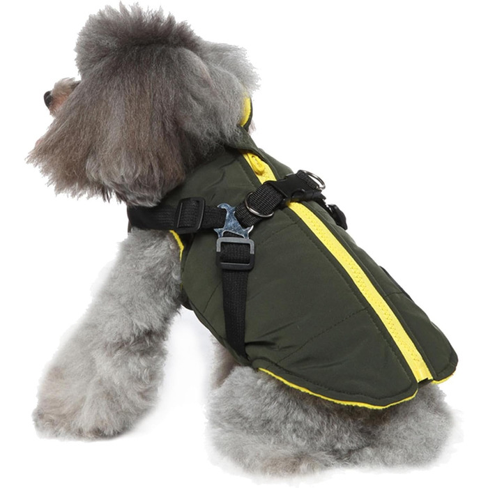 Зимовий теплий одяг для собак: теплий жилет з шлейкою, теплий зимовий одяг, для цуценят, маленьких, середніх та великих собак (зелений, XL)