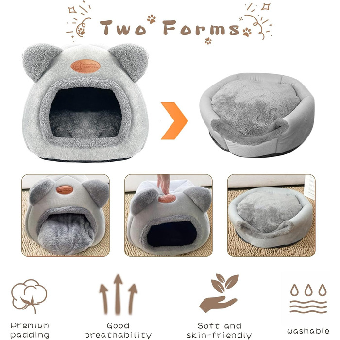 Кіт-будинок ТоКінЦен: миючий, для котів, кроликів, собак та інших дрібних тварин (сірий)