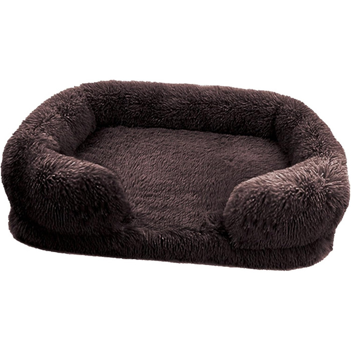 М'яке собаче ліжко, миється, для великих, середніх та маленьких собак, з неслизьким дном, знімний чохол, розмір M (50 x 40 x 14 см), (S(40x30x12cm), темно-коричневе)