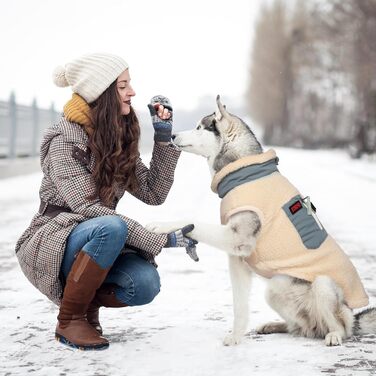 Теплий зимовий пуховик для собак FeimaX: вільний, з D-порогом, для маленьких та середніх собак (зелено-бежевий, S)