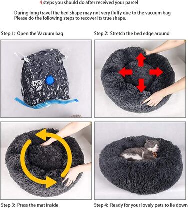 М'яке ліжко для собак та котів у вигляді пончика, 80 см, Бежеве