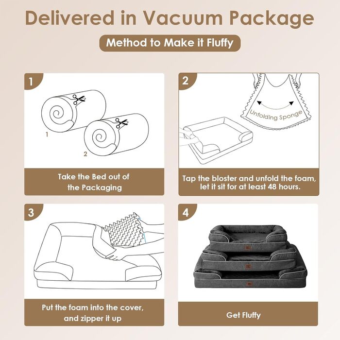 Ортопедичне ліжко для собак великих порід, 91x68 см, з Memory Foam, кошик для собак середніх порід, миється, водонепроникне, неслизьке, диванчик для собак з високим бортиком, темно-сірий колір, розмір 91 x 68 x 17 см