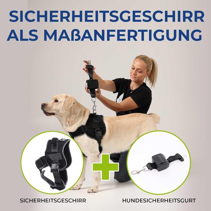 Автоматичний собачий ремінь безпеки для автомобіля - висувний, німецьке виробництво / Ремінь для собак середніх та великих порід / Ремінь з поворотним карабіном з нержавіючої сталі